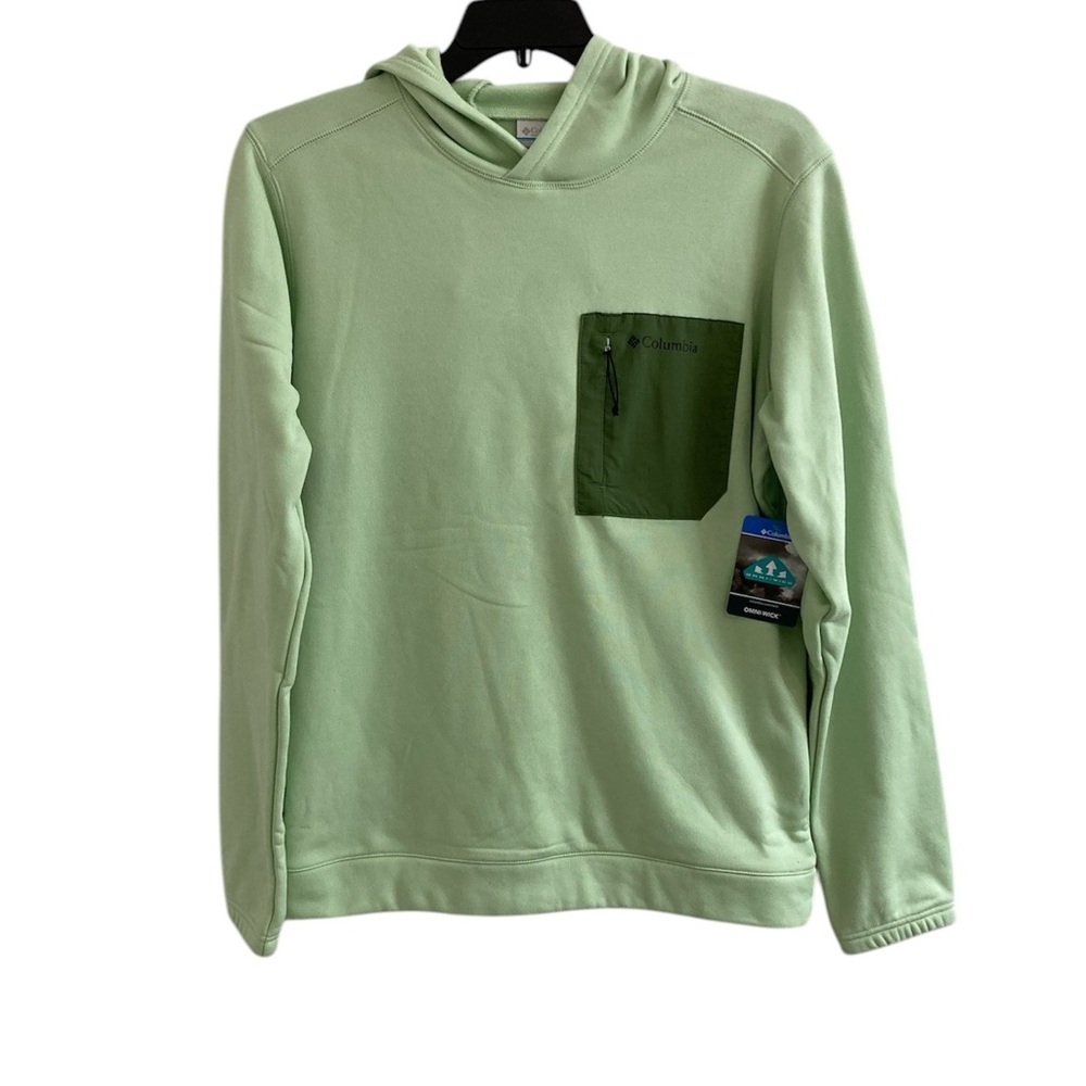 Columbia Hike Hooded Fleece Lined Jacket Mens M Green Omni-Wick Zip Pocket NWT